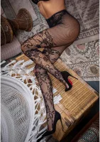 Collants en dentelle Dahlia avec détail résille sur la cuisse — image 5
