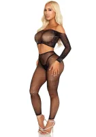 Rhinestone Fishnet Crop Top and Legging — image 3