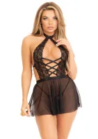 Babydoll de encaje con falda y tanga — imagen 4