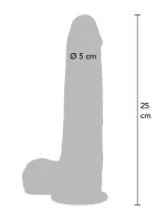 Vibračné silikónové dildo s predkožkou 25 cm — obrázok 5