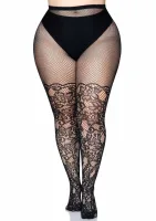 Plus panty met bloemenrankmotief en netstof — afbeelding 4