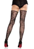 Floral Net Toe Loop Footless Thigh Highs — image 2