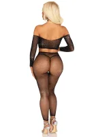 Rhinestone Fishnet Crop Top and Legging — image 2