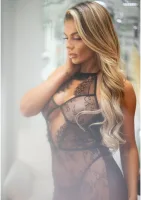 Vestido con encaje festoneado y cordón — imagen 7